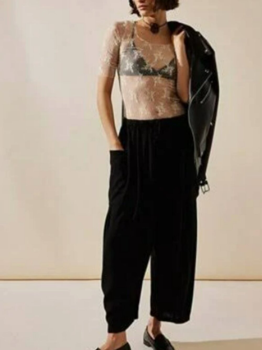 Free People Quinn Harem Pants Black Medium NWT's